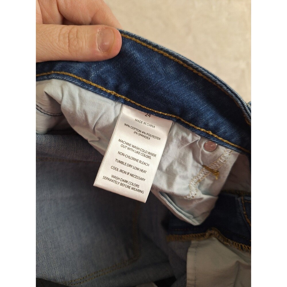 SLINK Curvy Fit Blue Jeans Womens Medium Wash Plus Size 24 Frayed 46x27 Ankle - Picture 4 of 14